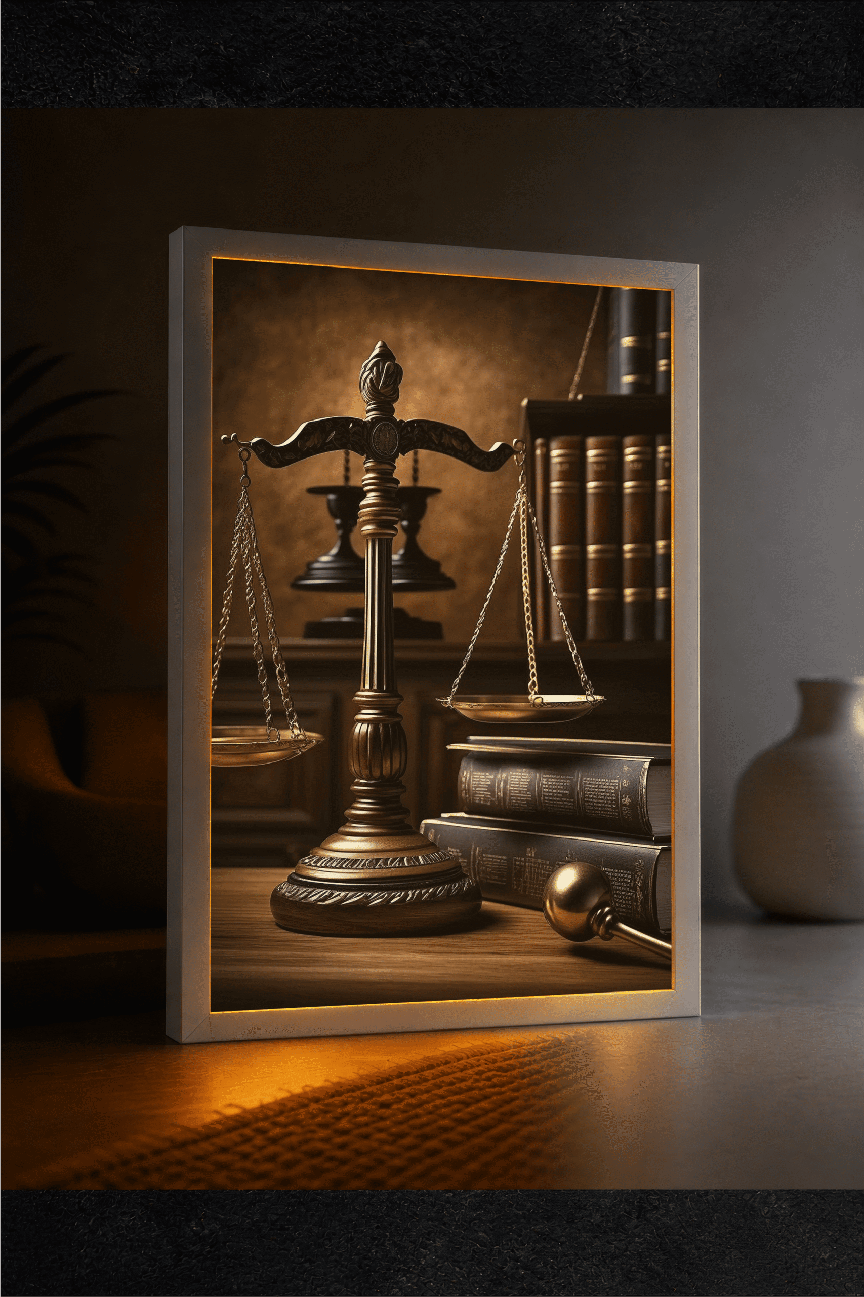Adalet Terazisi Hukuk LED Işıklı Tablo – Dekoratif Masa & Gece Lambası - Görsel 2