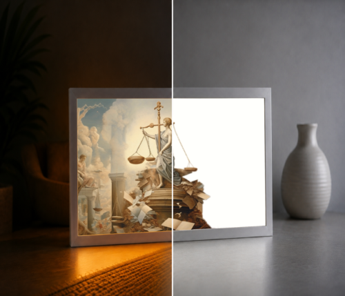 Hukukun Gücü LED Işıklı Tablo – Dekoratif Masa & Gece Lambası