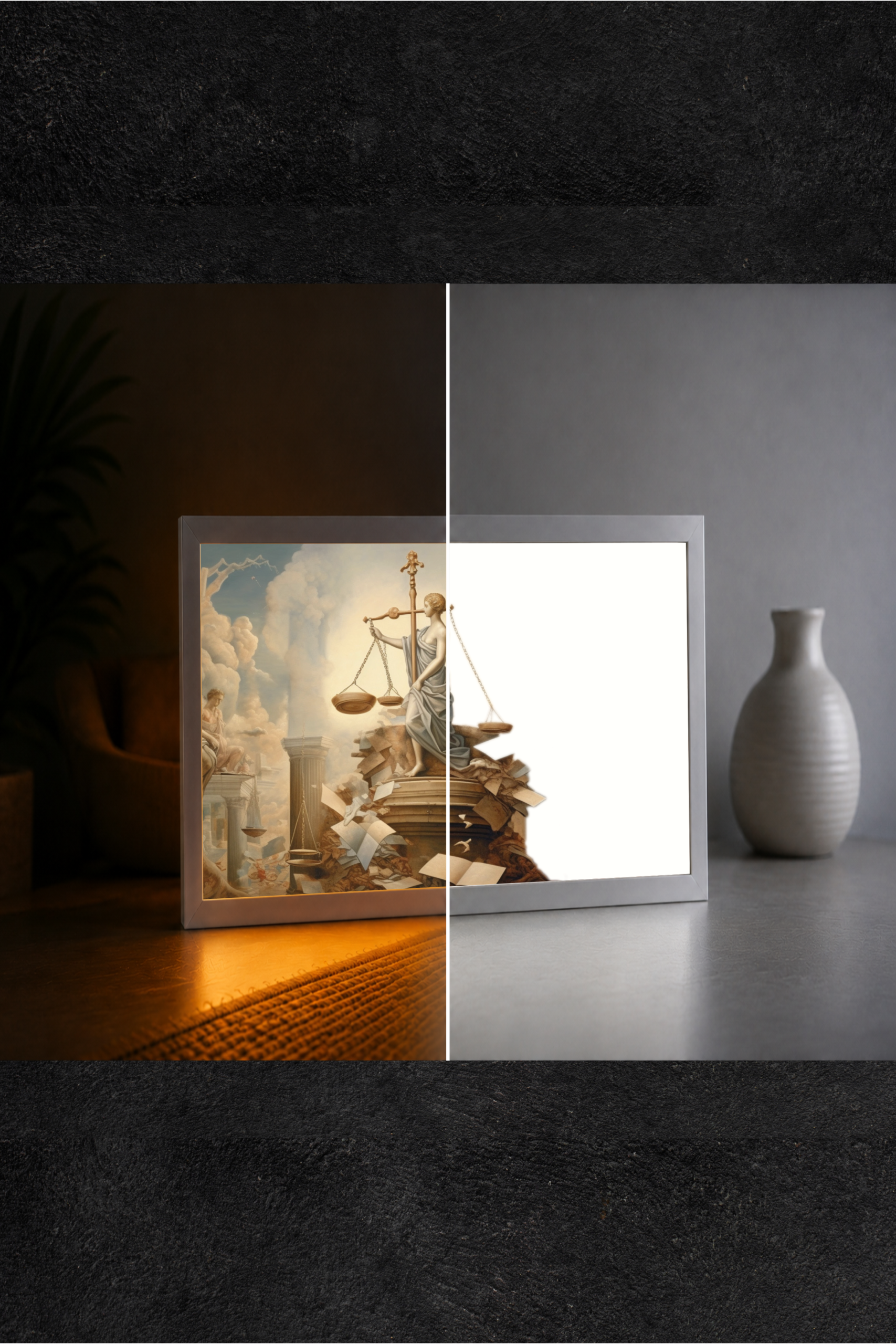 Hukukun Gücü LED Işıklı Tablo – Dekoratif Masa & Gece Lambası