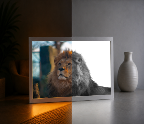 Görkemli Aslan LED Işıklı Tablo – Dekoratif Masa & Gece Lambası