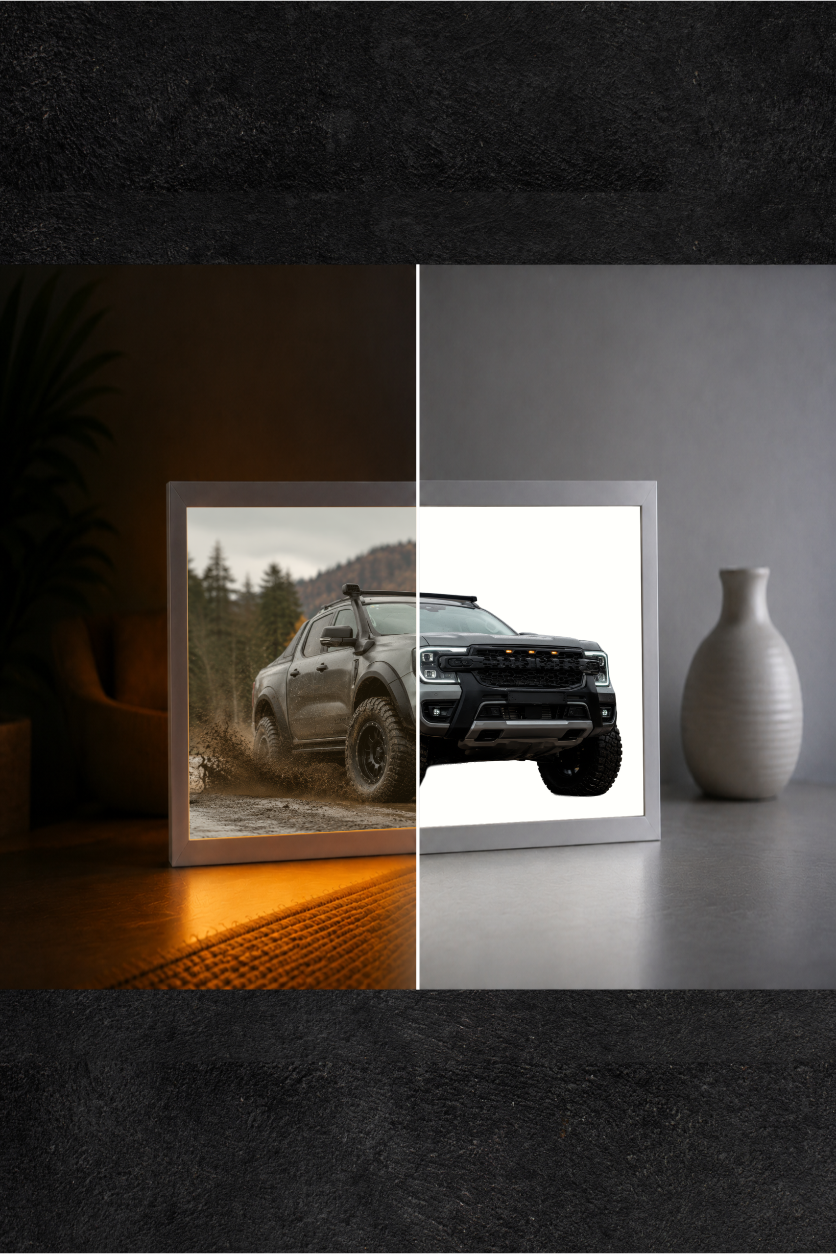 Ford Ranger 4x4 Off Road LED Işıklı Tablo – Dekoratif Masa & Gece Lambası