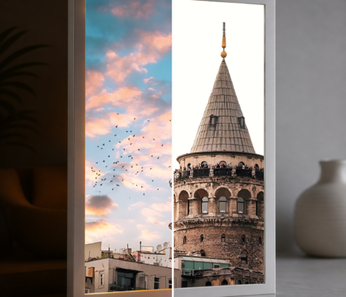Tarihi Galata Kulesi LED Işıklı Tablo – Dekoratif Masa & Gece Lambası