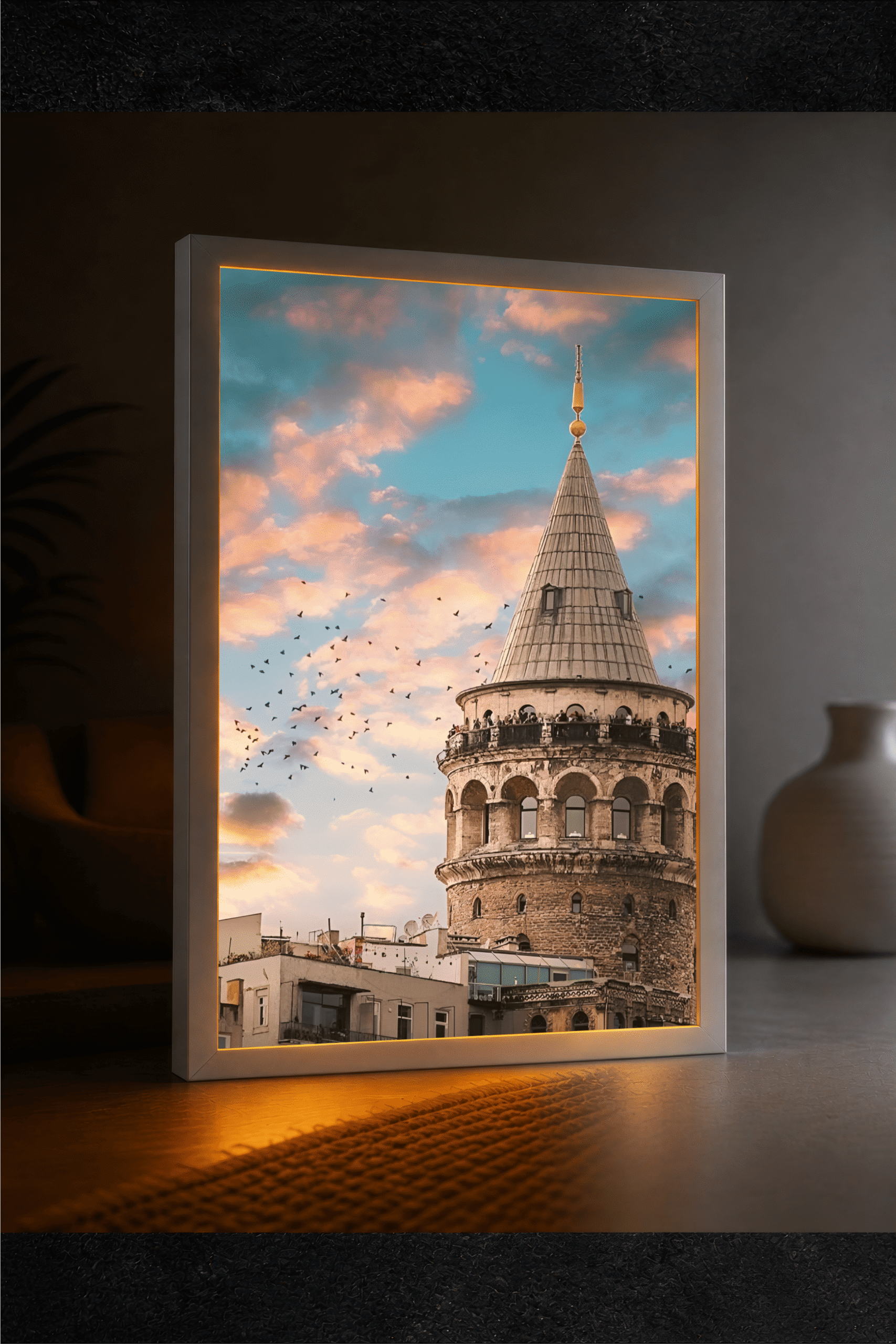 Tarihi Galata Kulesi LED Işıklı Tablo – Dekoratif Masa & Gece Lambası - Görsel 2