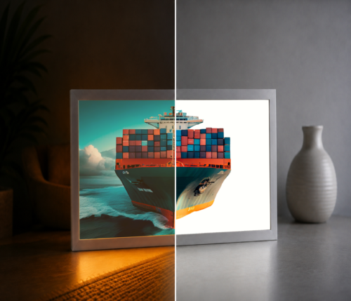 Kargo Gemisi LED Işıklı Tablo – Dekoratif Masa & Gece Lambası