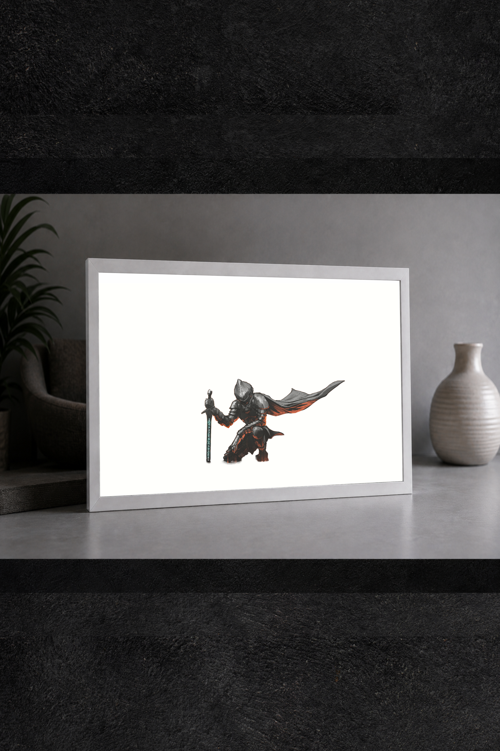 Karanlık Savaşçı LED Işıklı Tablo – Dekoratif Masa & Gece Lambası - Görsel 3