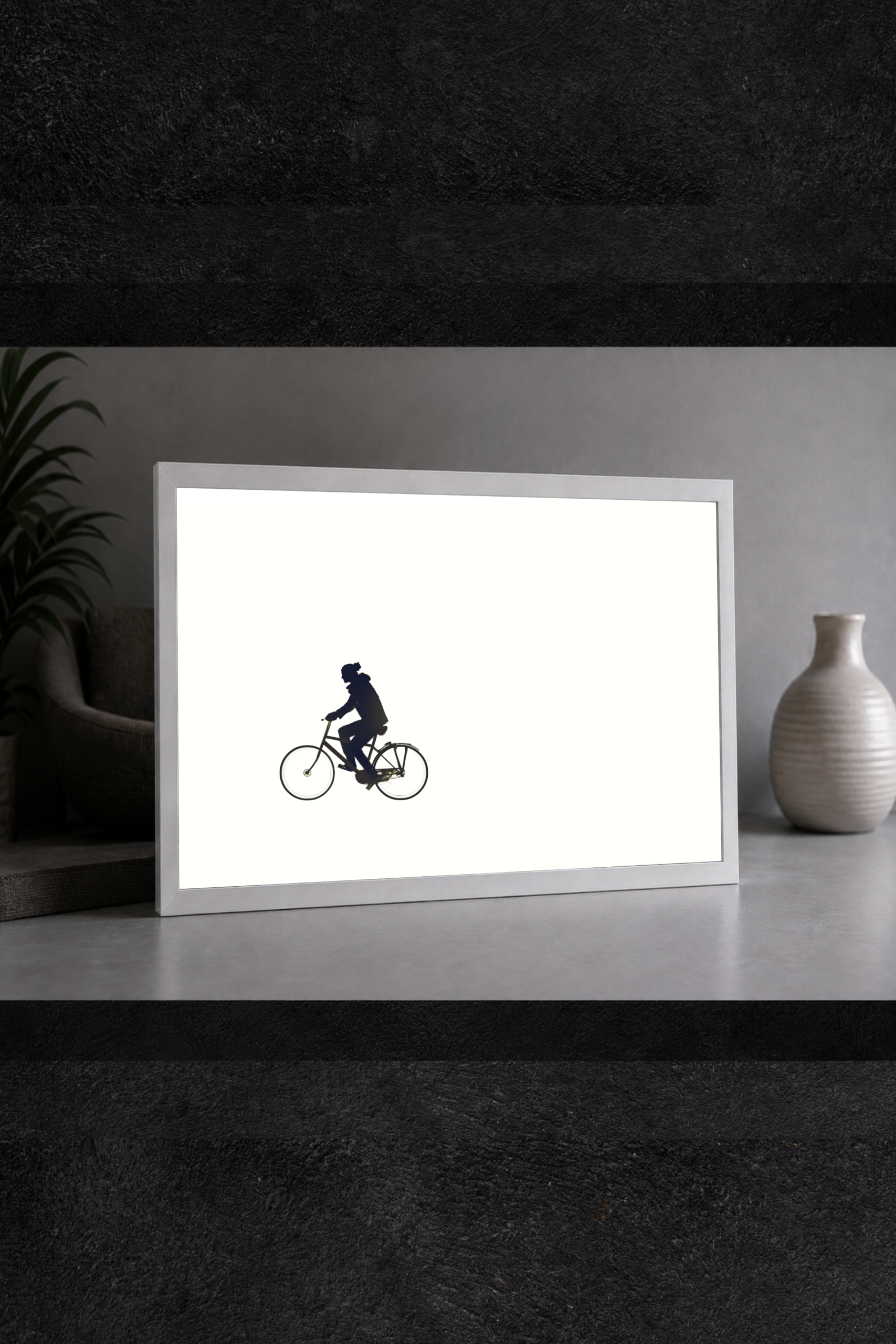 Soyut Bisiklet Yolculuğu LED Işıklı Tablo – Dekoratif Masa & Gece Lambası - Görsel 2
